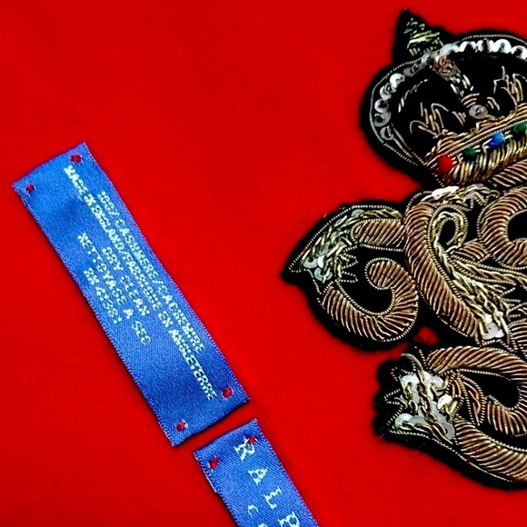 Ralph Lauren Collection Fall 2008 Scarlet Red Cashmere Bullion Crest Scarf - Picture 13 of 16